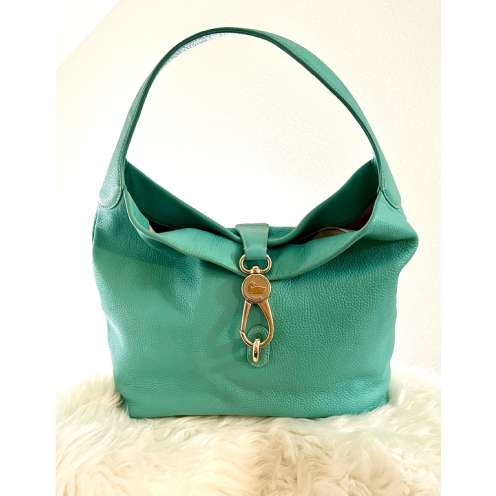 Turquoise Dooney & Bourke Kiss Lock Pebble Leather Bag